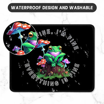 ITNRSIIET Mouse Pad with Stitched Edge Premium Textured Smooth Precise Operation Waterproof Washable Non-Slip Rubber Base Desktop Protection Mat, 10.2×8.3×0.12 inches, Lonely Frog