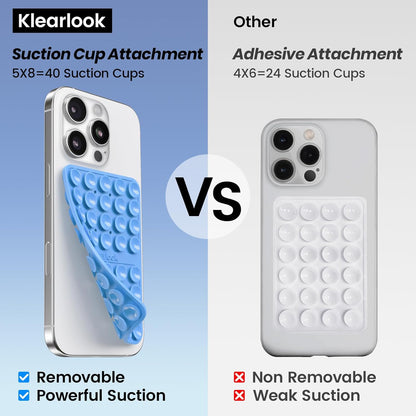 Klearlook Silicone Suction Cup Phone Case Mount Double Sided, Silicon Sticky Phone Grip with Higher Suction for Cell Phone, Hands-Free Phone Accessories Holder for Selfies and Videos, Navy Blue