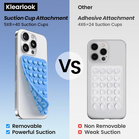 Klearlook Silicone Suction Cup Phone Case Mount Double Sided, Silicon Sticky Phone Grip with Higher Suction for Cell Phone, Hands-Free Phone Accessories Holder for Selfies and Videos, Navy Blue