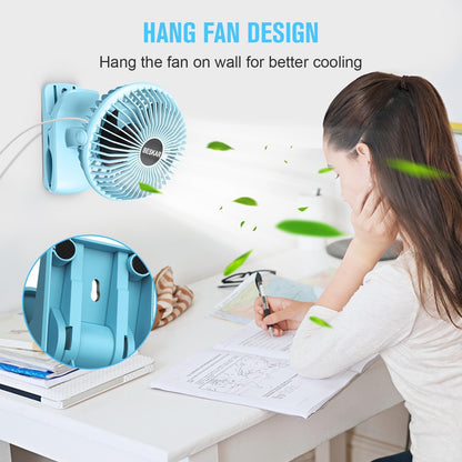 BESKAR Clip on Fan, Portable Small Desk Fans with Strong Airflow, 3 Speeds with Personal Fans Sturdy Clamp, Quiet Desk Fan & Clip Fan with USB Cord Powered - No Battery