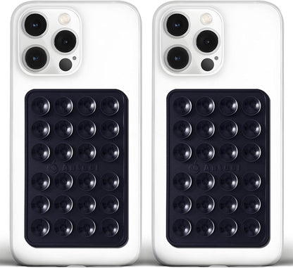 Anteel Medium-Sized Silicone Suction Phone Case Adhesive Mount, Enhanced Suction Power and Upgraded Thickened Sticky Phone Grip, Durable, Hands-Free Sticky Phone Holder, 2.28"x3.46" (BLK&BLK)