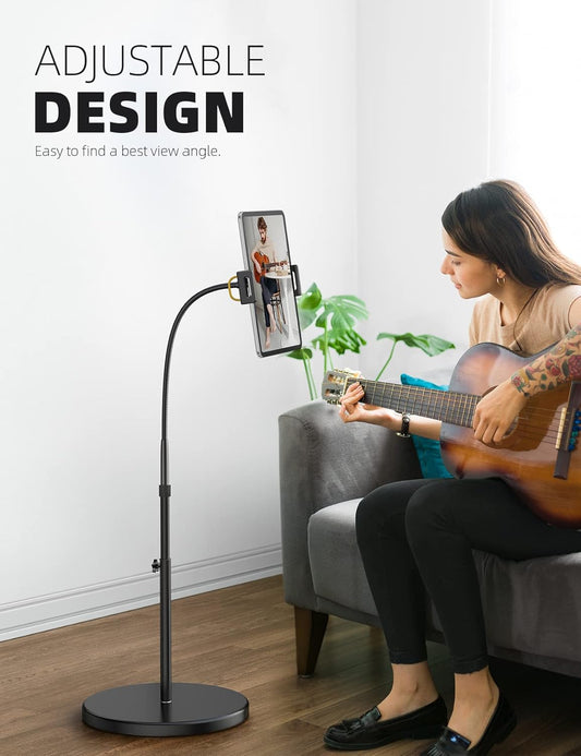 Lamicall Tablet Floor Stand Holder - Gooseneck Tablet Mount for Bed, 63" Adjustable Height & 10.6lb Stable Base, for 4.7-13" Tablets, iPad Pro 13/9.7, Air, Mini, Galaxy Tab, Kindle, Phones