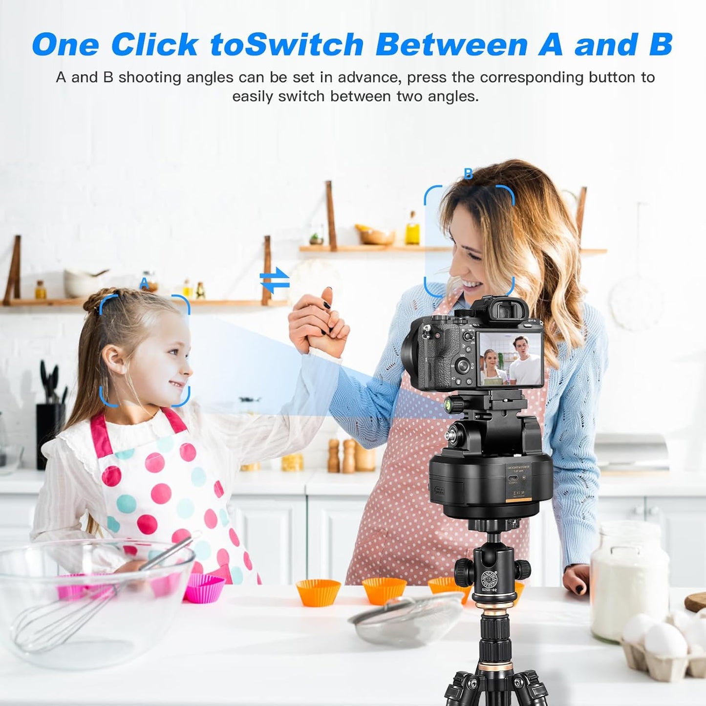 Soonpho M6 Auto Face Tracking Motorized Rotating Panoramic Tripod Head, Remote Control 360° Pan Tilt Head with Mobile Phone Clip for DSLR Cameras, Camcorders, Smartphones, Tripod