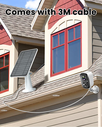 Solar Panel Charger Compatible with Vision Well Battery Powered Wireless Outdoor Security Cameras, 5W Solar Panels Charging with IP65 Waterproof 10ft USB-C Cable & Secure Wall Mount, 2 Pack