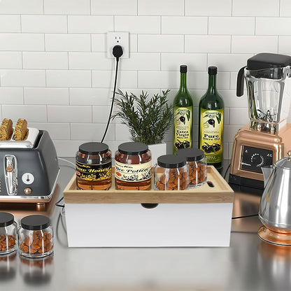 Bamboo Cable Management Box, Large Cord Organizer Box Cable Box to Hide Wires & Power Strips for Desktop Storage Cord Holder for Office Home,No Assembley Required