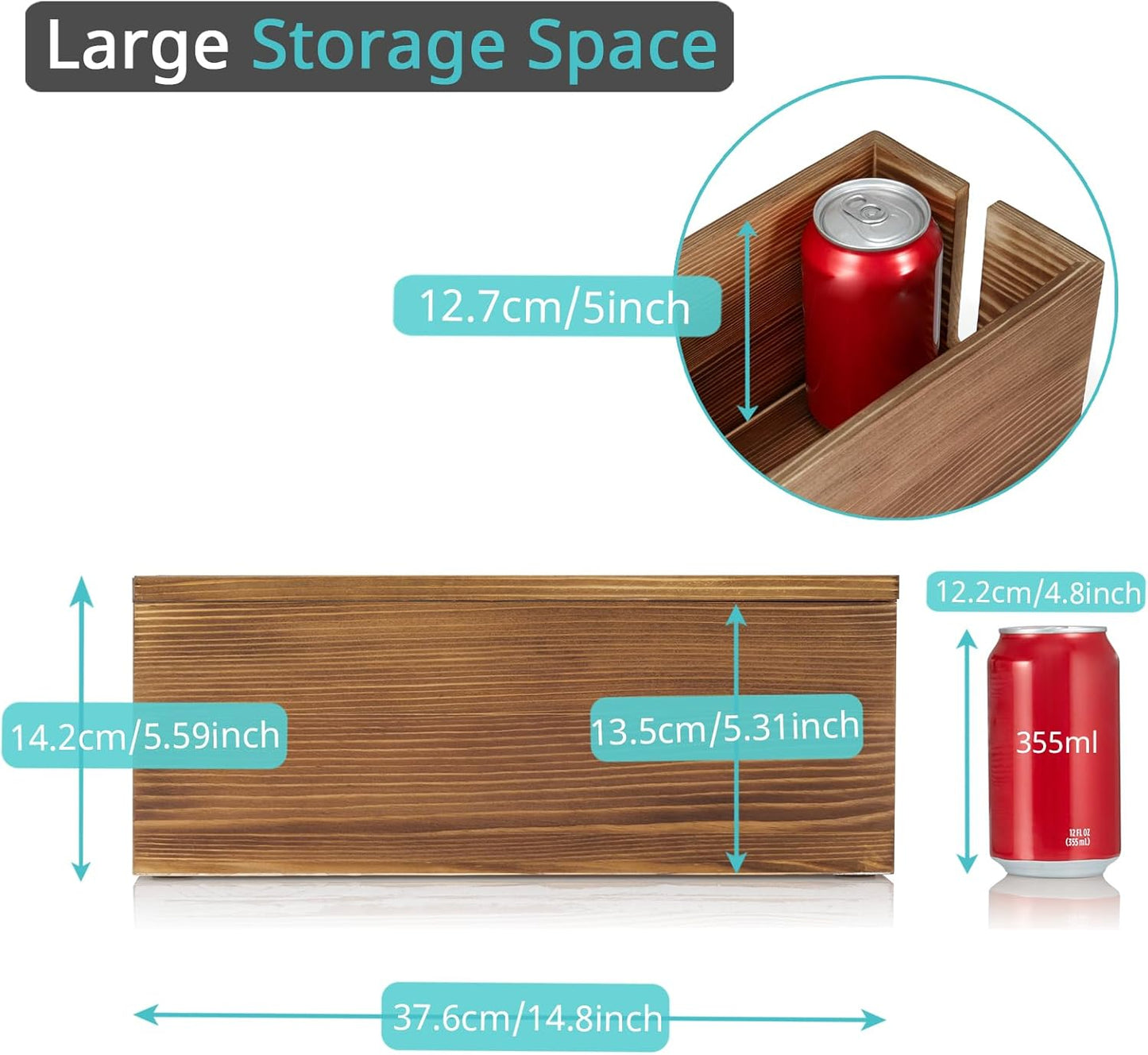 Large Cable Management Box, Burnt Wood Cord Organizer Box for Desk, Floor, Office to Hide Extension Cords Power Stripes Surge Protectors Chargers Wires