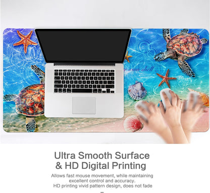Lokigo Sea Turtle Desk Pad, Waterproof Large Mouse Pad for Desk Keyboard Writing Mat with Non-Slip Rubber Base, Gaming Mousepad for Boys Girls Deskmatt for Gaming Study 31.5"x15.7", Teal