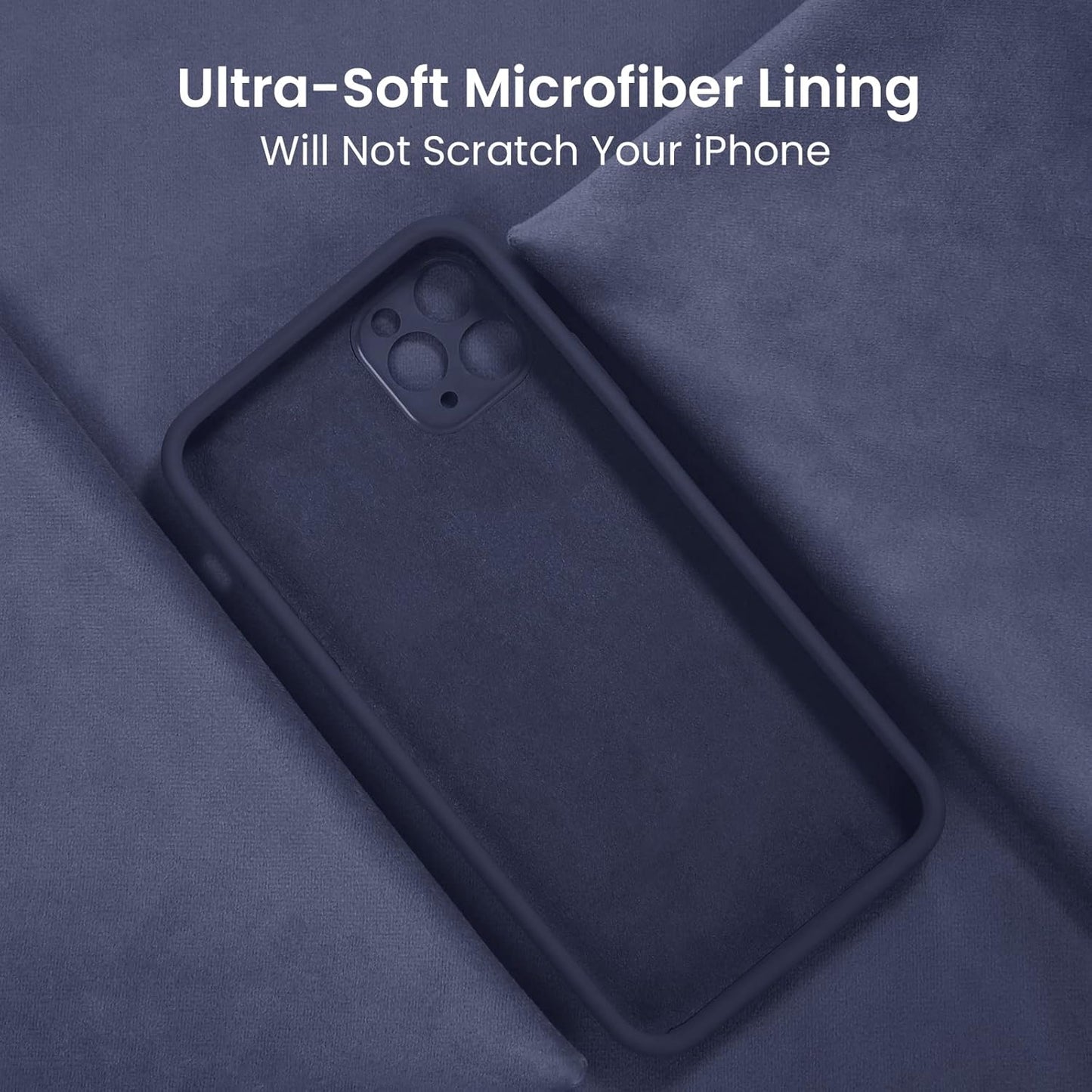 FireNova Designed for iPhone 13 Pro Max Case, Silicone [Camera Protection] Phone Case with [2 Screen Protectors], Soft Anti-Scratch Microfiber Lining Inside, 6.7 inch, Navy Blue