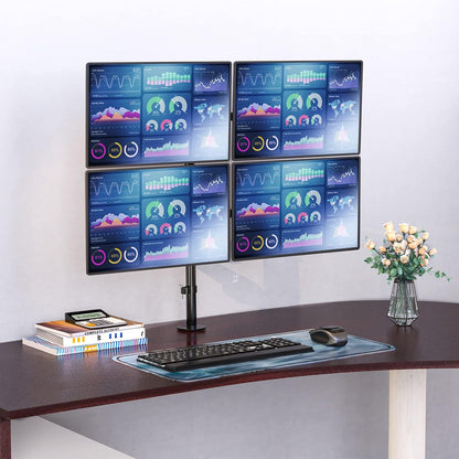 WALI Quad Monitor Desk Mount, 4 Monitor Stand Fits Heavy Duty Computer Screen up to 27 inch, Full Adjustable Arm Holds up to 22 lbs per Arm (M004), Black