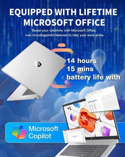 HP 17 Laptop, 17.3" HD+ Anti-Glare Display, Intel 8-Core i3, 32GB RAM, 1TB SSD, Windows 11 Pro, Copilot AI Key, Numeric Keypad, WiFi 6, w/Accessory