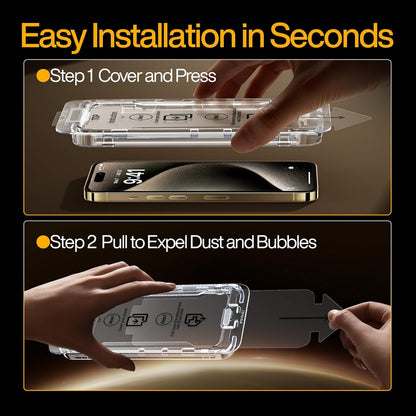 SMARTDEVIL 2 Pack Screen Protector for iPhone 15 Pro Tempered Glass, HD Clear Film, Easy Installation, Dust-Free & Bubble-Free