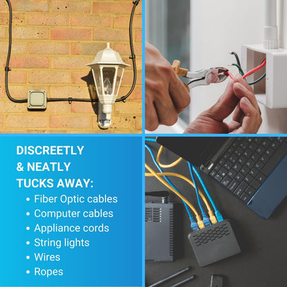 STEREN Coaxial Cable Clips - Cable Holder - Siding Clips for Hanging - Cord Holder for Desk - Cable Clamps - Cord Clip - Wire Organizer Clips - Tv Mount Screws (Black, 100 Count - Single Screw)