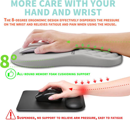 Ergonomic Mouse Pad Wrist Support with Memory Foam Massage Bulge, Carpal Tunnel Pain Relief Mousepad Wrist Rest for Mouse(12x8 inch, Good Morning)