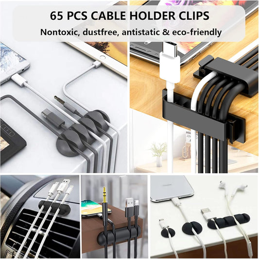 311Pcs Cable Management Organizer Kit 4 Cable Sleeve Split,53Cable Clips 12Cord Clips Holder,22 Cable Ties, 20 Adhesive Wall Cable Tie, 200Fasten Cable Ties for TV Office Home Electronics