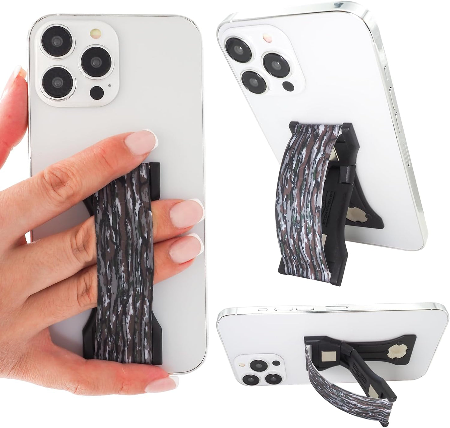 LOVEHANDLE PRO Premium Phone Grip - Silicone Phone Strap - Magnetic Phone Mount and Kickstand for Smartphone and Tablet - Realtree Original Camo Silicone