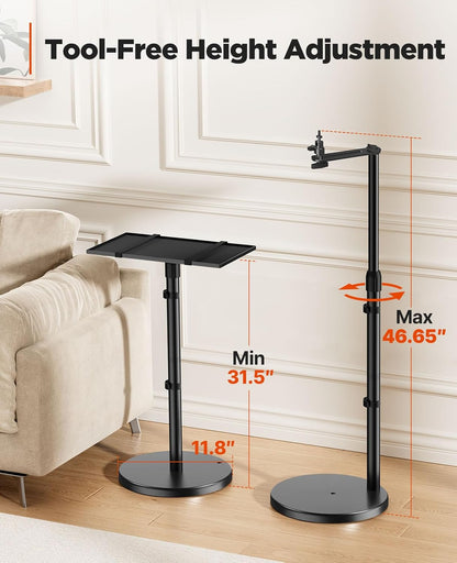 AMADA HOMEFURNISHING Height Adjustable Projector Stand 32"-47", Projector Floor Stand with 3 Mounting Options, 360° Rotatable Ball Head for Home & Office & Outdoor, AMPS04