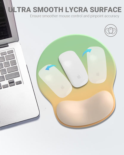 Ergonomic Mouse Pad Wrist Support, Comfortable Mouse Pad Wrist Rest, Relieve Wrist Pain Gel Mouse pad, Non-Slip Rubber Base Mousepad for Laptop, Computer(Gradient Yellow Green)