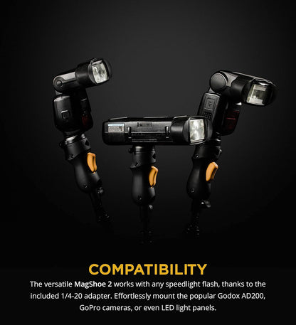 MagMod MagShoe v2 | Universal Cold Shoe Flash Mount for Off Camera Flash | LED Light Panels, Umbrella Modifiers, MagBox PRO 42" Octa Softbox, and MagBox PRO 36" Strip