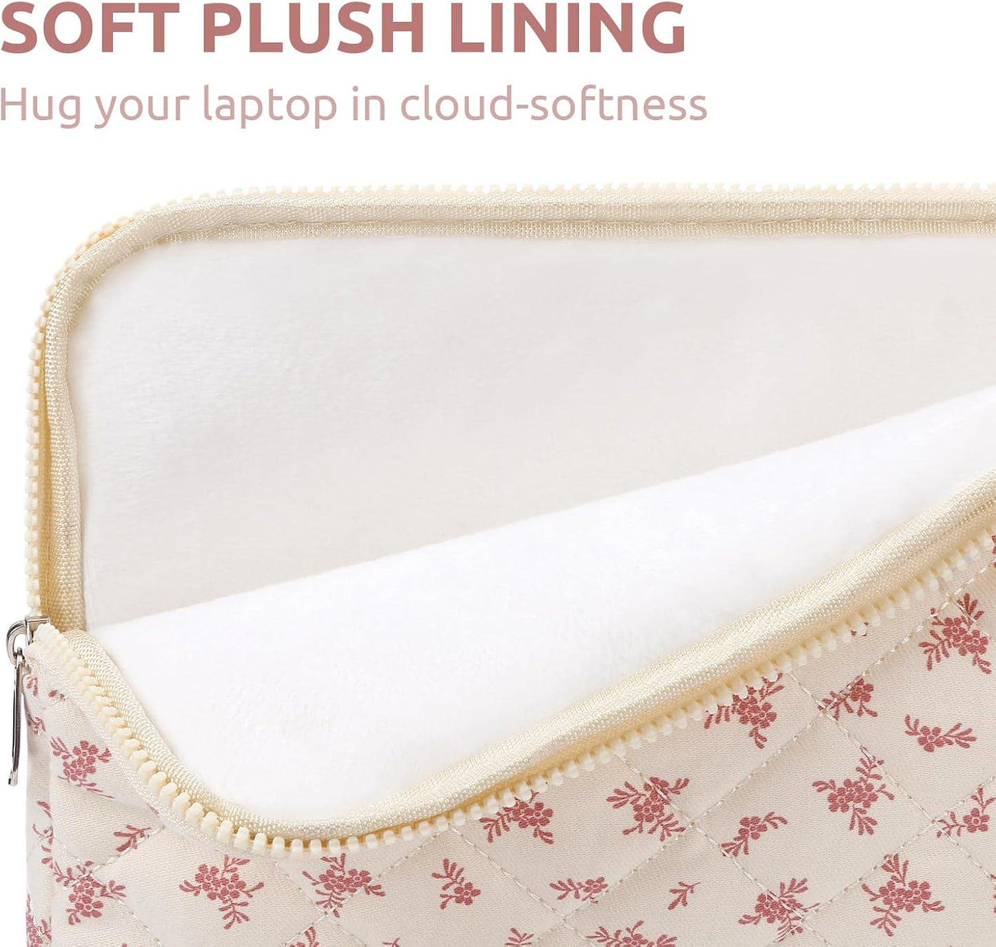 Puffy Laptop Sleeve 13-15.6 Inch Cute Quilted Laptop Protective Case Padded Floral Computer Sleeve for MacBook (A-Pink, 11 Inch)