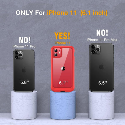 Miracase Glass Series for iPhone 11 Case 6.1 inch, Upgraded Full-Body Rugged Phone Bumper Case Cover with Built-in 9H Tempered Glass Screen Protector and Camera Protector, Red