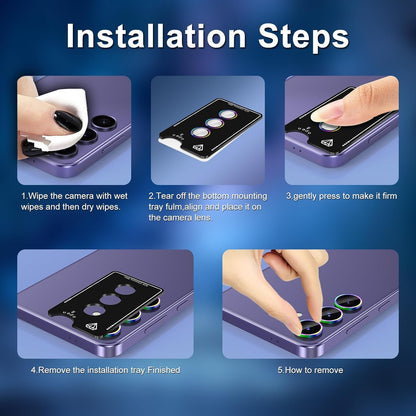 for Samsung Galaxy S25 Camera Lens Protector, Individual Metal Ring Tempered Glass Lens Cover, [Strong Adsorption] Scratch Resistant Ultra-Thin HD Clear Lens Cover, 1 Set-Light Green