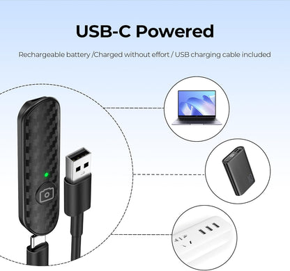 ATUMTEK Bluetooth Remote Shutter, Carbon Fiber Design, Rechargeable Camera Remote Control for iOS & Android Smartphones, Compact and Portable, with Type-C Charging, 10m Remote Range, Bluetooth 5.0