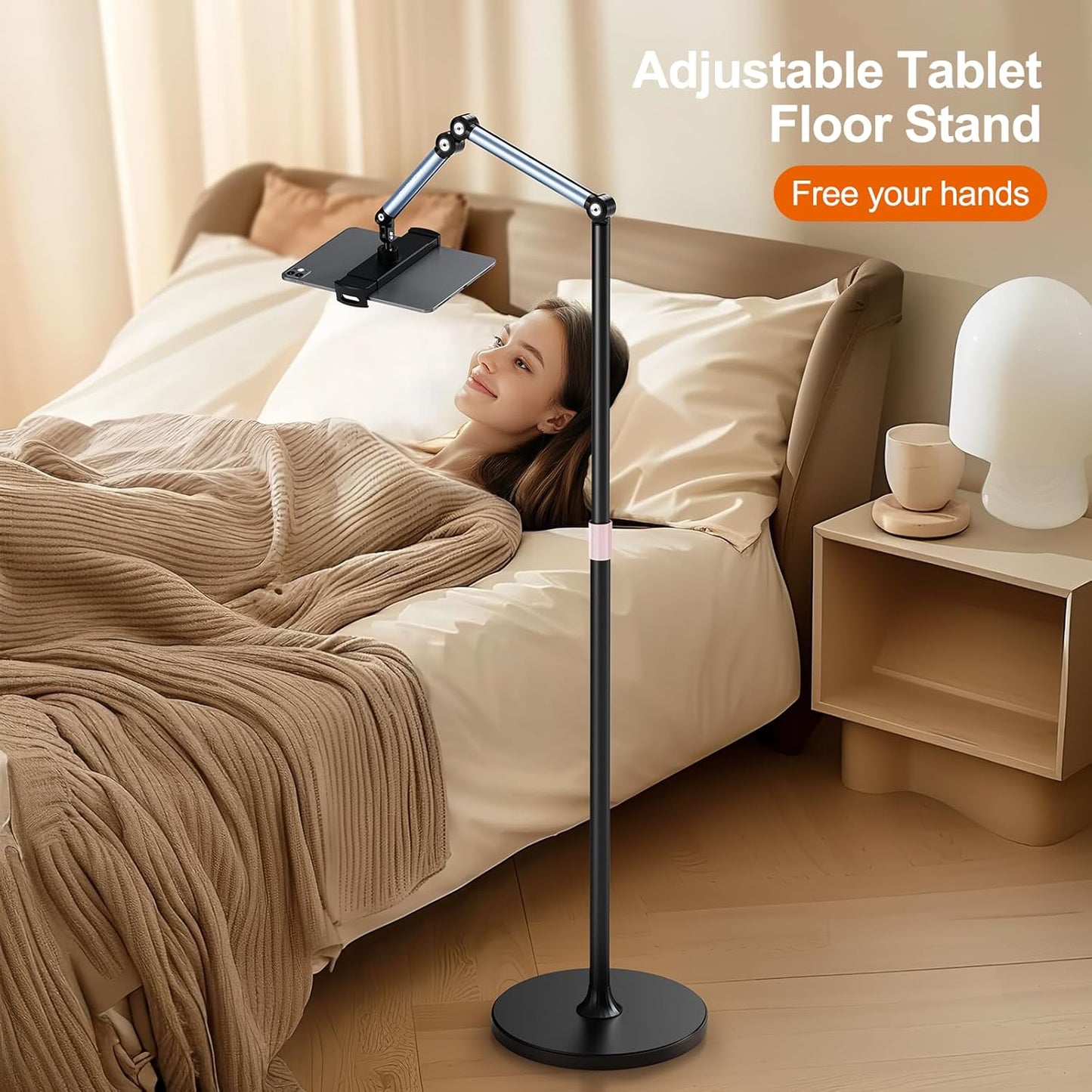 Tablet Floor Stand, 360° Rotation Tablet Holder, Compatible with iPad, iPhone, Samsung, Google, Kindle Tablet/Phone, (4.5''-12'')