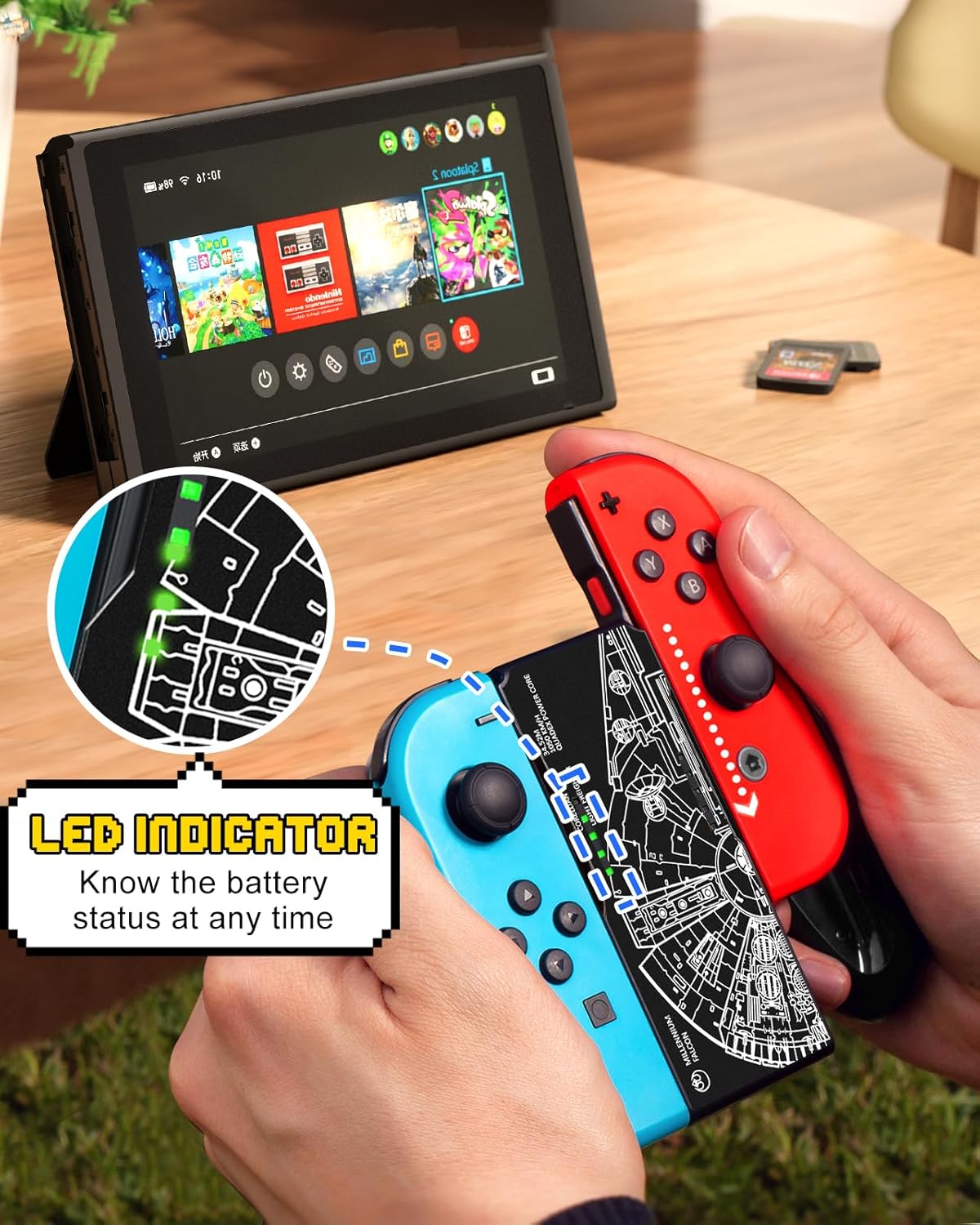 Lotadilo Joy-Con Grip for Nintendo Switch/Switch Oled - JoyCon Comfort Hand Grips Controller for Men Teen Boys Cool Cartoon Anime Design, Gear