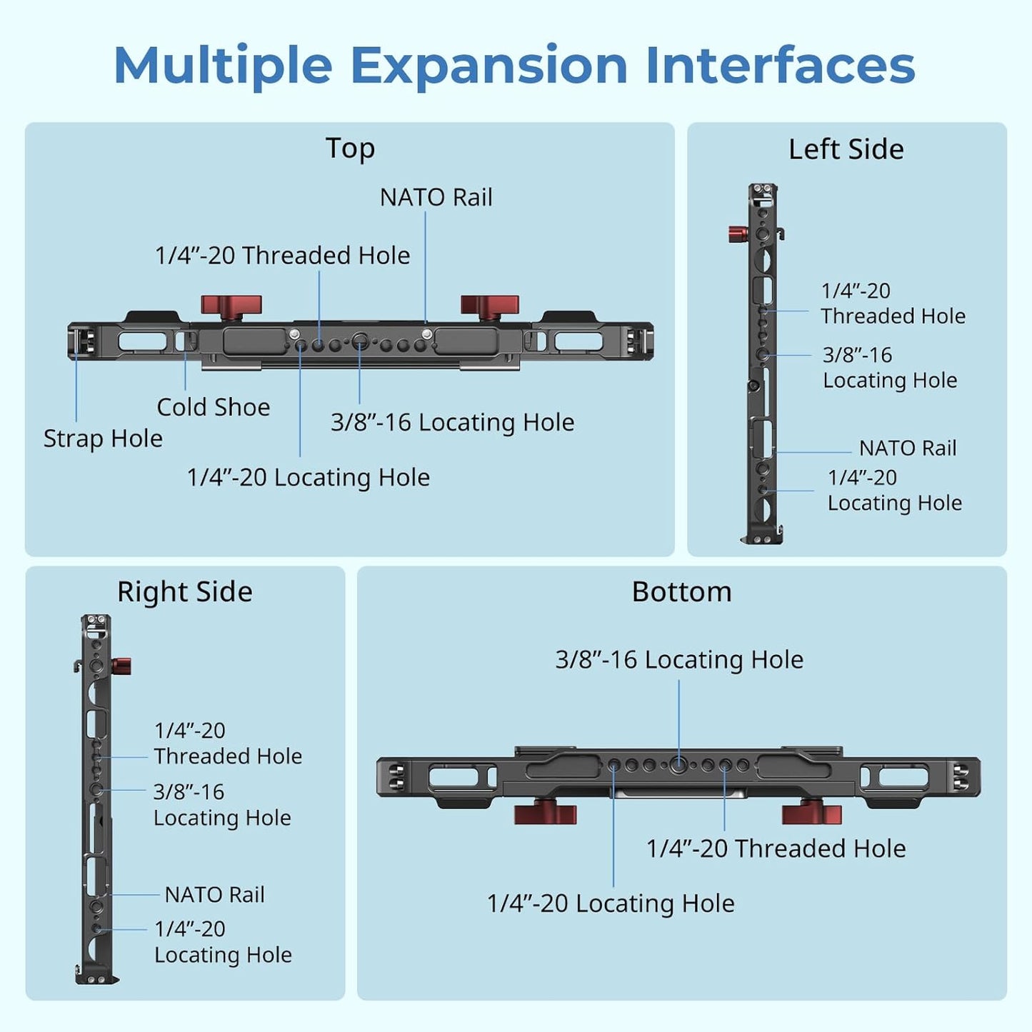 SMALLRIG Universal Metal Cage for iPad, Tripod Mount Adapter Monitor Fits for iPad Pro 12.9, Air, Mini and More, with 1/4"-20, 3/8"-16 Holes, Cold Shoe Mount - MD5059