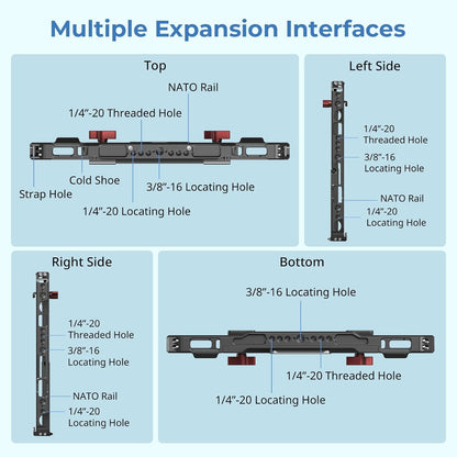 SMALLRIG Universal Metal Cage for iPad, Tripod Mount Adapter Monitor Fits for iPad Pro 12.9, Air, Mini and More, with 1/4"-20, 3/8"-16 Holes, Cold Shoe Mount - MD5059