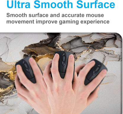 Large Extended Gaming Mouse Pad with Stitched Edges, Non-Slip Waterproof Rubber Base Mouse Pad for Office, Computer, Keyboard, Laptop and Home Desk Pad 35.4 x 15.7 x 0.12 Inch (Marbling)
