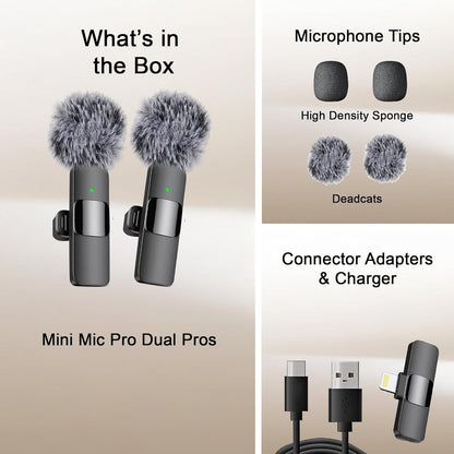 Mini Mic Pro (Latest Model - Wireless Microphone for iPhone, iPad, Android, Lavalier Microphone for Video Recording - iPhone Mic Crystal Clear Recording with USB-C for Podcast (iPhone 14 & Below)