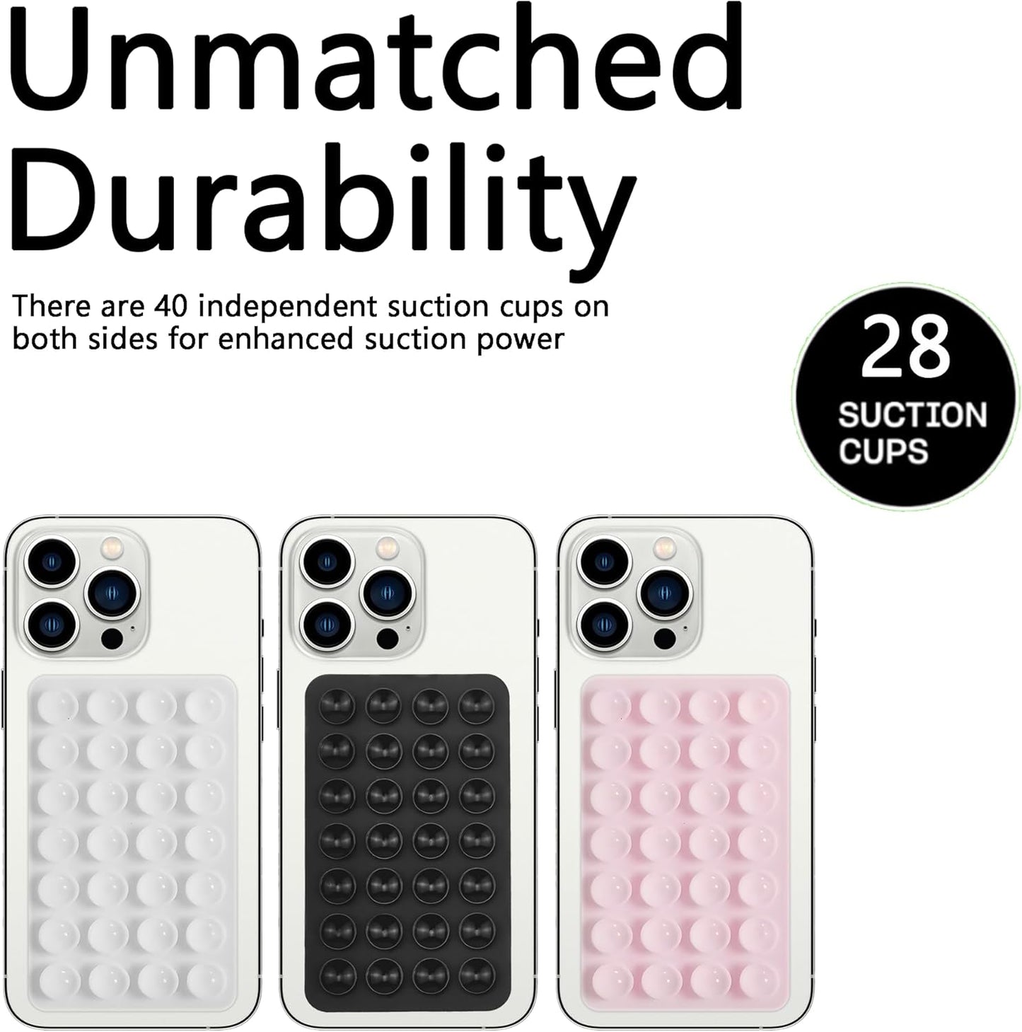 Silicone Double-Sided Suction Phone Case Detachable Mount, Car Dashboard Holder, Hands-Free Sticky Grip Phone Accessories for Selfies & Videos, - iphone & Android Compatible (3.74"x2.2", Transparent)