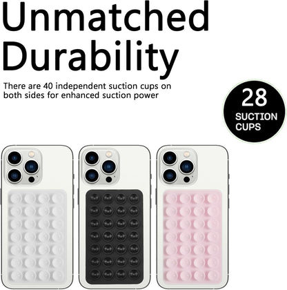 Silicone Double-Sided Suction Phone Case Detachable Mount, Car Dashboard Holder, Hands-Free Sticky Grip Phone Accessories for Selfies & Videos, - iphone & Android Compatible (3.74"x2.2", Transparent)