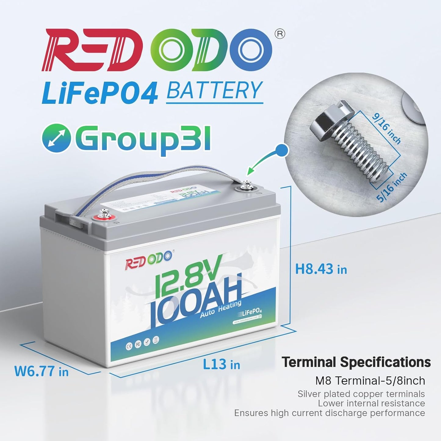 Redodo 12V 100Ah LiFePO4 Battery with Self Heating, Low Temperature Protection Group 31 Lithium Battery, Built in 100A BMS, 4000+ Deep Cycles, Perfect for RVs, Off-Grid in Cold Areas 4 Packs