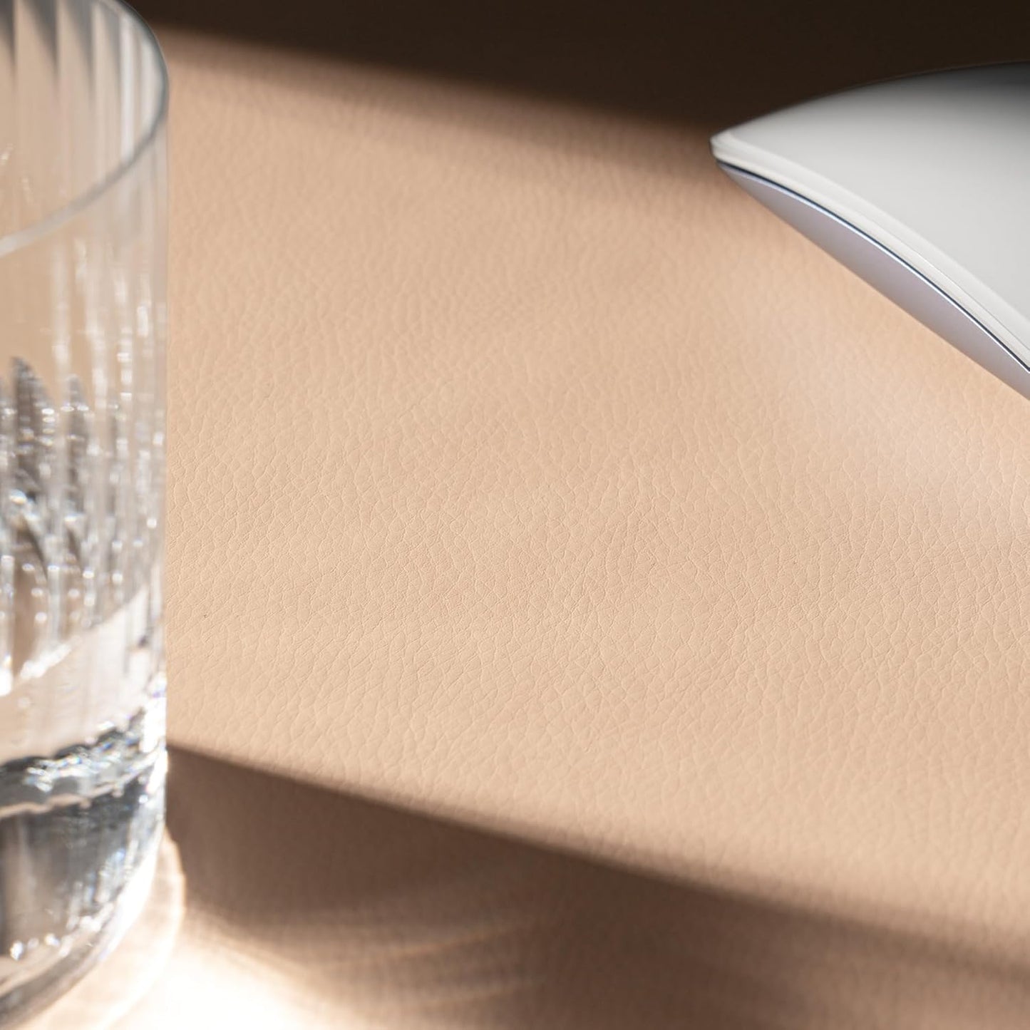 Nekmit Leather Desk Blotter Pad 36 x 20 Inches, Flat, Non-Slip, Waterproof, Apricot, Ideal for Office and Home and More