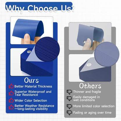 100 Pieces Plastic Shipping Tags with Wires Blank Labeling Tags Waterproof Hang Tags with Reinforcement Hole Durable Wire Tags Labels Stacking Tags for Equipment Parts (Dark Blue, 6 1/4" x 3 1/8")