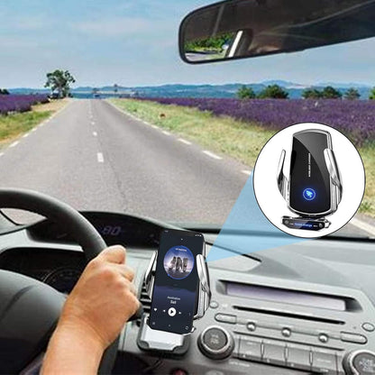 Wireless Car Charger Mount Automotive Electric Induction 15W Fast Charging Auto Clamping Car Phone Holder Mount Wireless Charging Mount Air Vent Phone Holde Compatible with All Android (Silver)