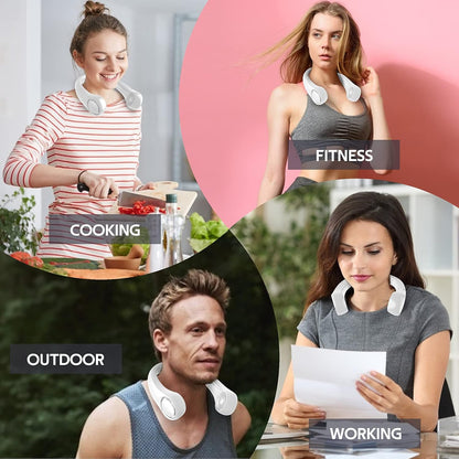 Portable Neck Fan, Hands Free Personal Fan, 360° Airflow,3-16 Running Hours, 72 Wind Outlets,4000mAh Battery USB Rechargeable, 3-Speeds，Birthday Gifts for Men Women (White)