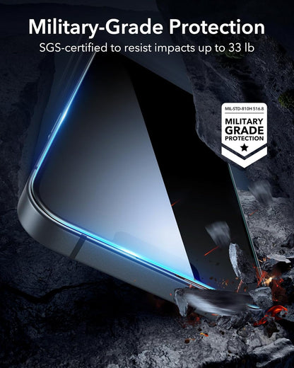 ESR 3 Pack for iPhone 16e/ iPhone 14/ iPhone 13/13 Pro Privacy Screen Protector, Anti-spy Tempered-Glass Privacy Screen Protector with Flawless Fit Tray