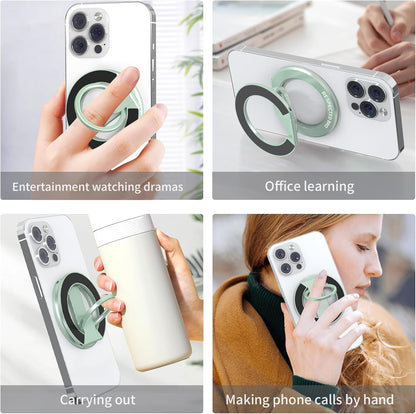 RESPECTED BRO-Magnetic-Phone-Ring-Holder with Dual Rings, Compatible with iPhone 16/15/14/13/12, Multifunctional Stand for Desk,Office,Gym,Kitchen & All Metal Surfaces, Finger Loop Grip (Light Green)