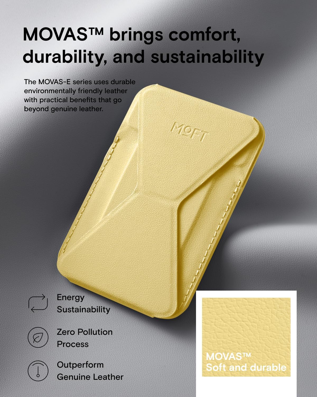 MOFT Magnetic Wallet Stand Compatible with iPhone 16/15/14/13/12 Series, Angle Adjustment & Magsafe Compatible MOVAS Phone Stand, Panna Cotta