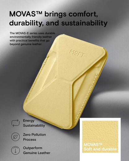 MOFT Magnetic Wallet Stand Compatible with iPhone 16/15/14/13/12 Series, Angle Adjustment & Magsafe Compatible MOVAS Phone Stand, Panna Cotta