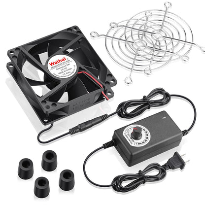 Wathai 80mm Small Computer Cooling Fan with AC Plug, 110V 120V 220V 240V Fan Enhanced Cooling Solution for Electronic Components, PC Cases, Greenhouses, Terrariums, and Modem Cool Projects