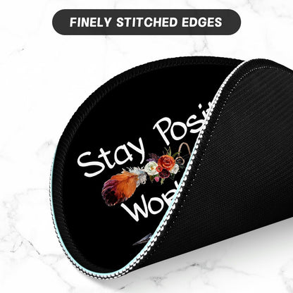 ITNRSIIET Round Mouse Pad with Stitched Edge Premium-Textured Waterproof Non-Slip Rubber Base Desktop Protection Mat Diameter 8.7 inches, Inspirational Quote Black