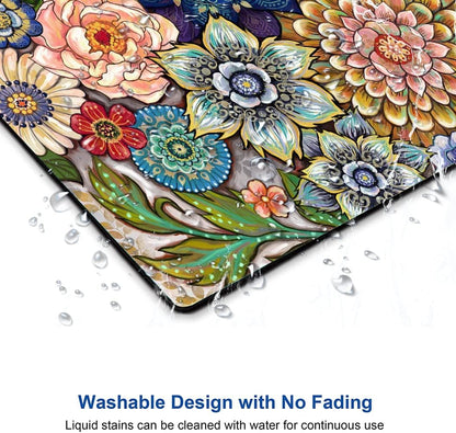 Mouse Pad, Abstract Floral Mouse Pad, Premium-Textured Computer Mouse Mat Square Waterproof Non-Slip Rubber Base Mousepad, Boho Flowers