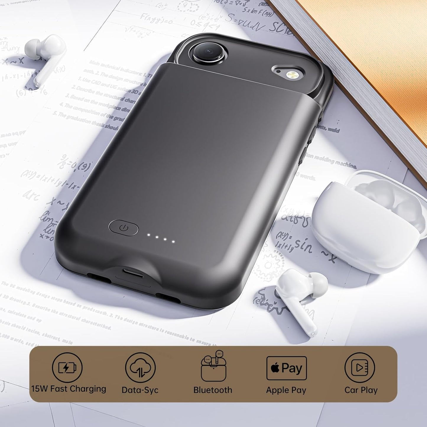 GIN FOXI Battery Case for iPhone 17 AIR, Charging Case Charger 8500mAh Ultra-Slim Lightweight Powerful Battery Pack 15W Fast Rechargeable Anti-Fall TPU Juice Box for iPhone 17 AIR (6.5") Black