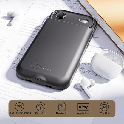 GIN FOXI Battery Case for iPhone 17 AIR, Charging Case Charger 8500mAh Ultra-Slim Lightweight Powerful Battery Pack 15W Fast Rechargeable Anti-Fall TPU Juice Box for iPhone 17 AIR (6.5") Black
