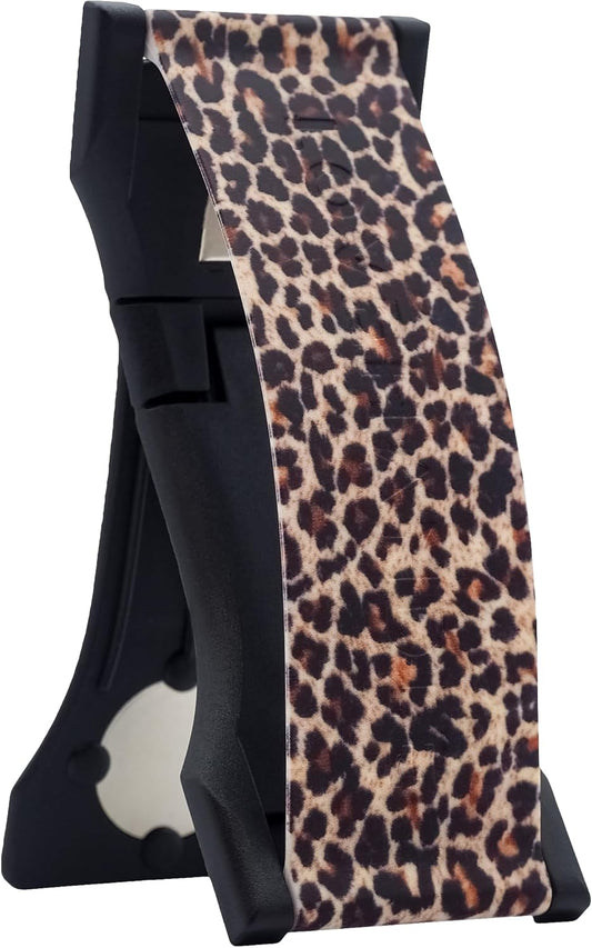 LOVEHANDLE PRO Premium Phone Grip - Silicone Phone Strap - Magnetic Phone Mount and Kickstand for Smartphone and Tablet - Leopard