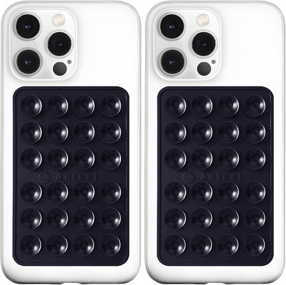 Anteel MAX Silicone Suction Phone Case Adhesive Mount, Upgraded Super Strong Grip, Durable, Easy to Use, Hands-Free Sticky Phone Holder for Selfies, Tiktok Videos, 2.56"x3.94" (BLK&BLK)